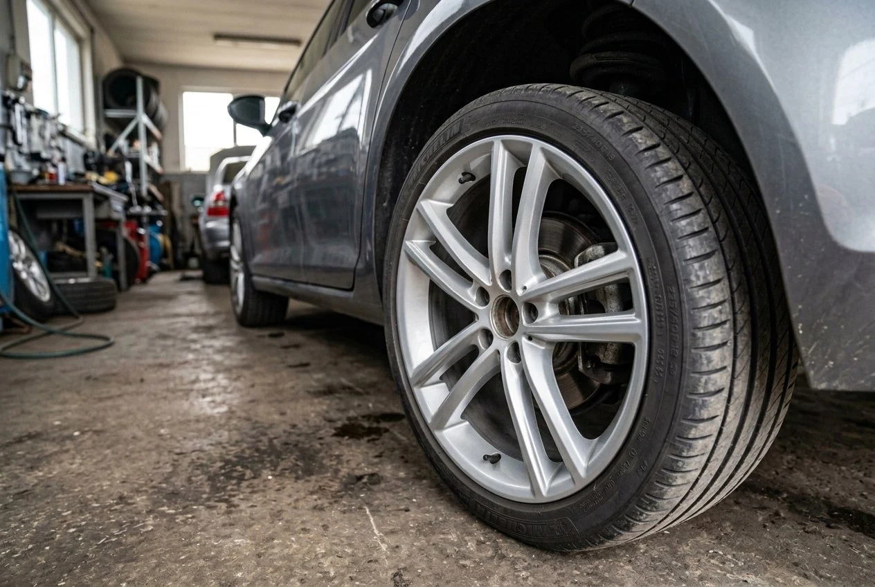Dieselbe Alufelge mit glatter, gleichmäßiger Oberfläche nach der Reparatur